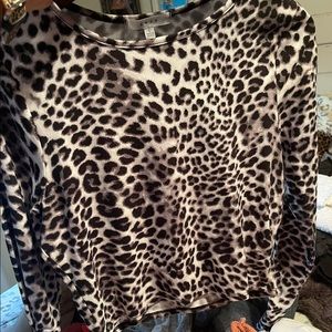 Black cheetah long sleeve crop top